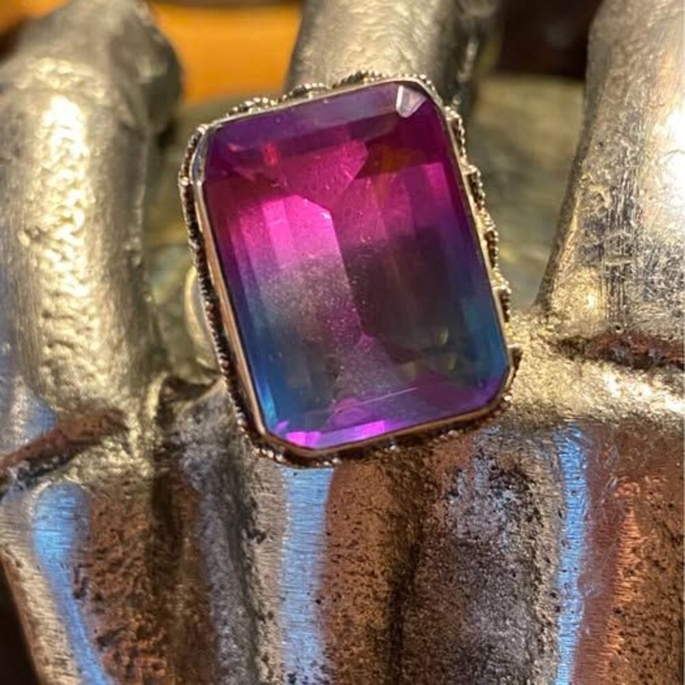 Artisan Sterling 925 natural Pink & Indicolite Tourmaline Size 8